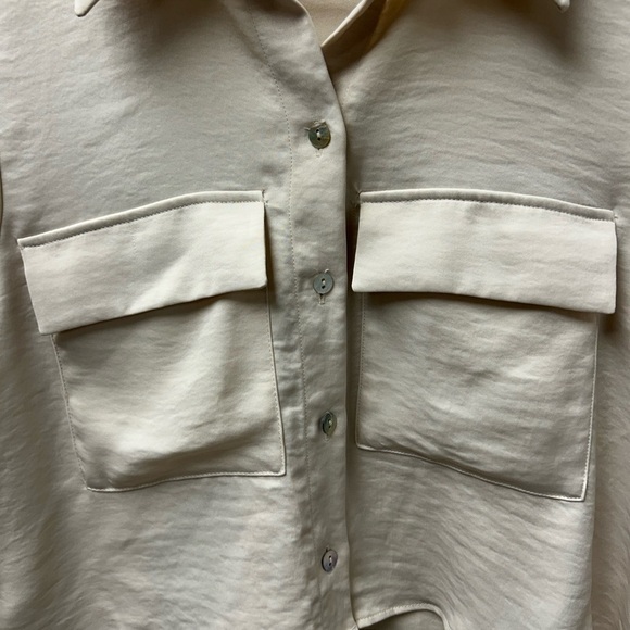 Zara Beige Cropped Satin Blouse - Picture 2 of 5